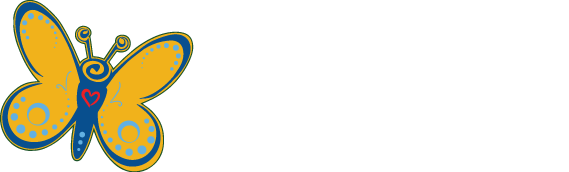 Emerge Pediatric Therapy Logo - White serif type with butterfly illustration to left