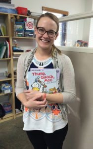 Speech Therapy Therapist Anna with Books for language development