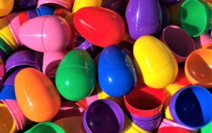 plastic colorful easter eggs