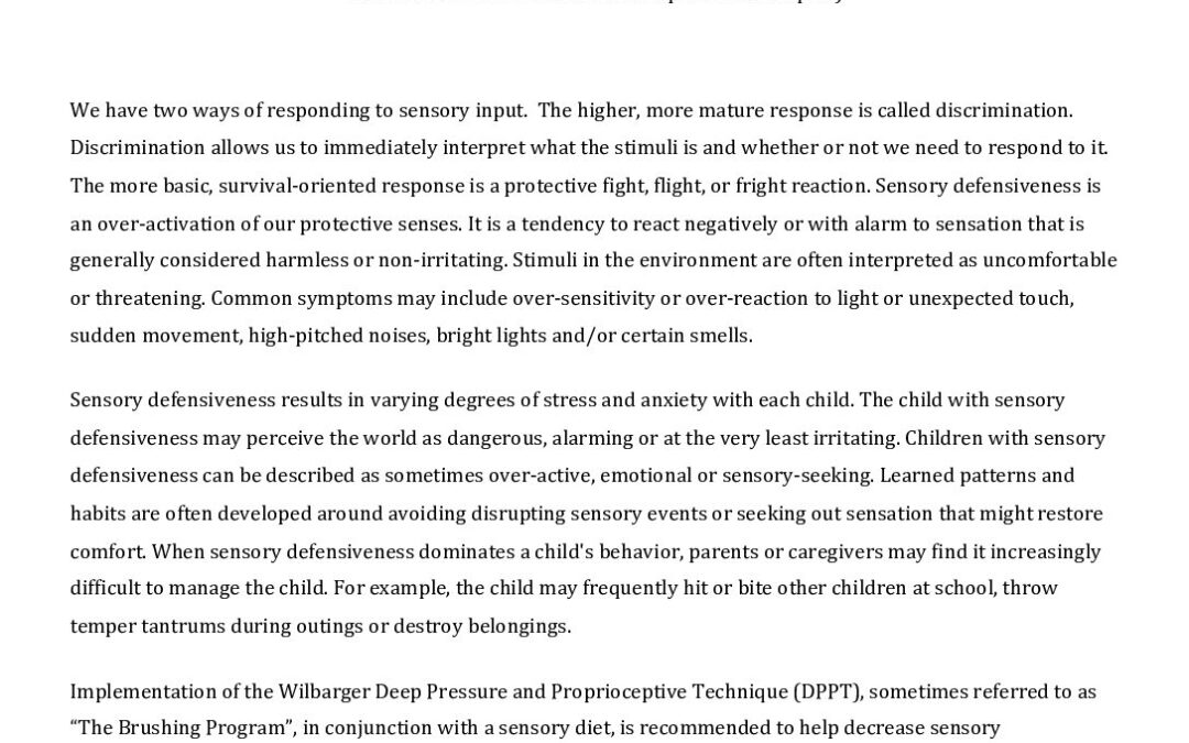 Wilbarger Brushing Protocol Handout