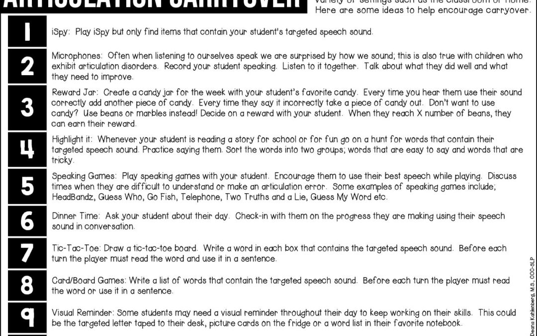 Articulation Carryover