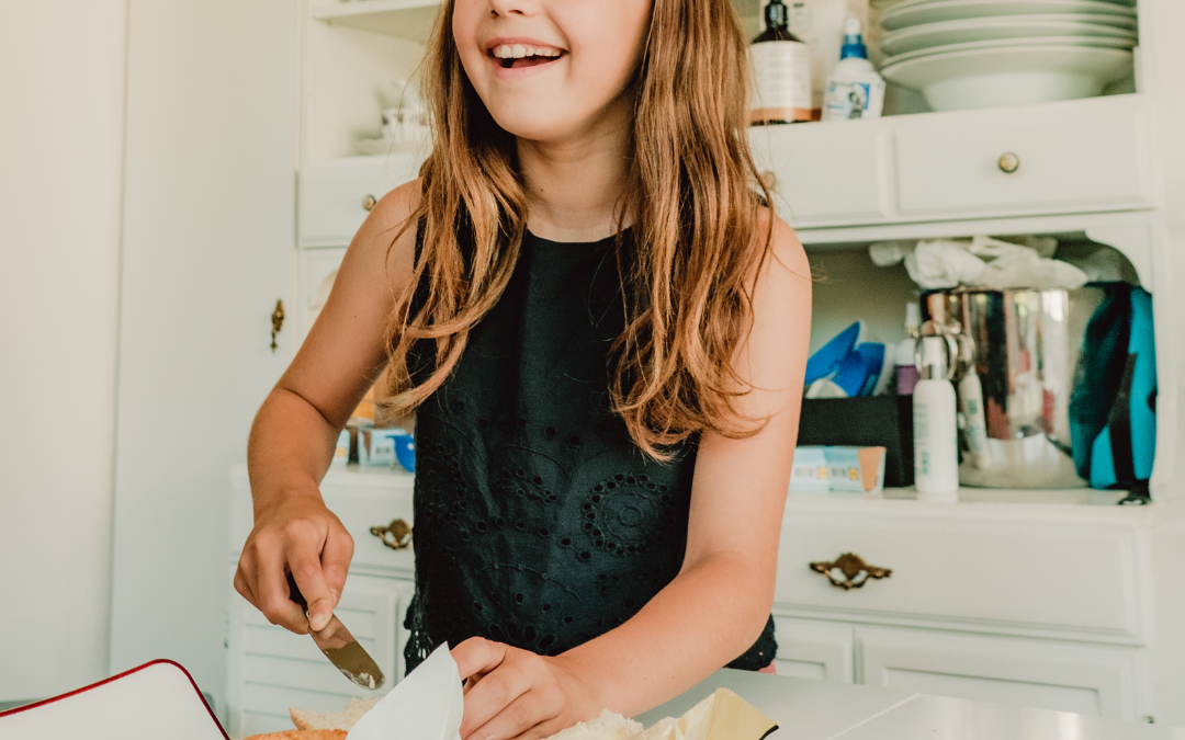 kid making snack